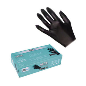 Caja 100 Guantes Nitrilo Negro Sin Polvo Media - EUROSTIL